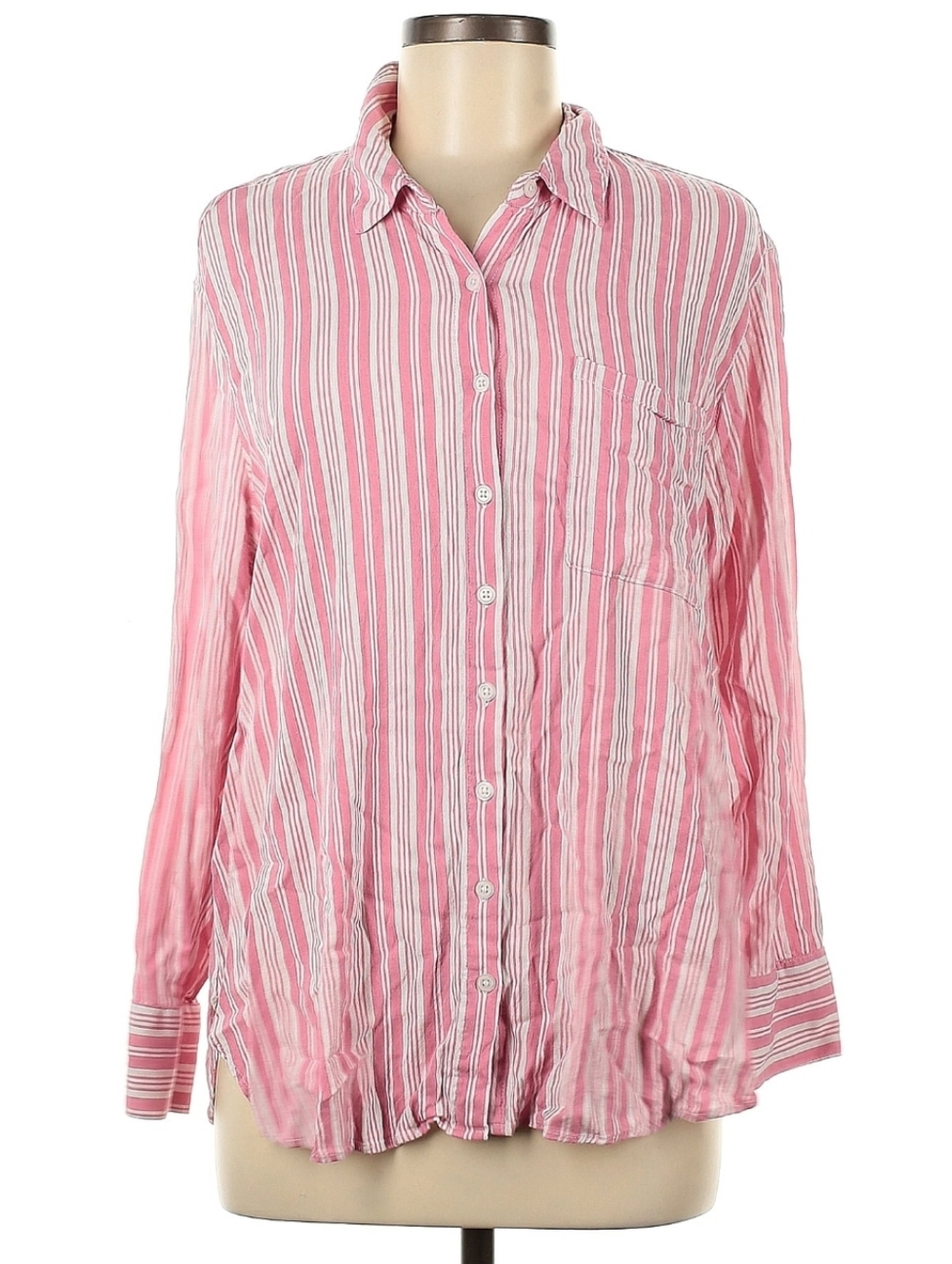Torrid 00 Medium Pink Striped Blouse Plus Top